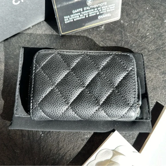 Authentic Chanel Zippy Coin Purse Wallet Caviar SHW Zipped Card Holder Wallet CC - Picture 2 of 11